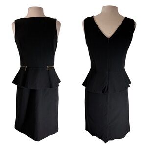 Emma & Michele Sz 6 Dress Black Sleeveless Peplum Above Knee with Zipper Detail